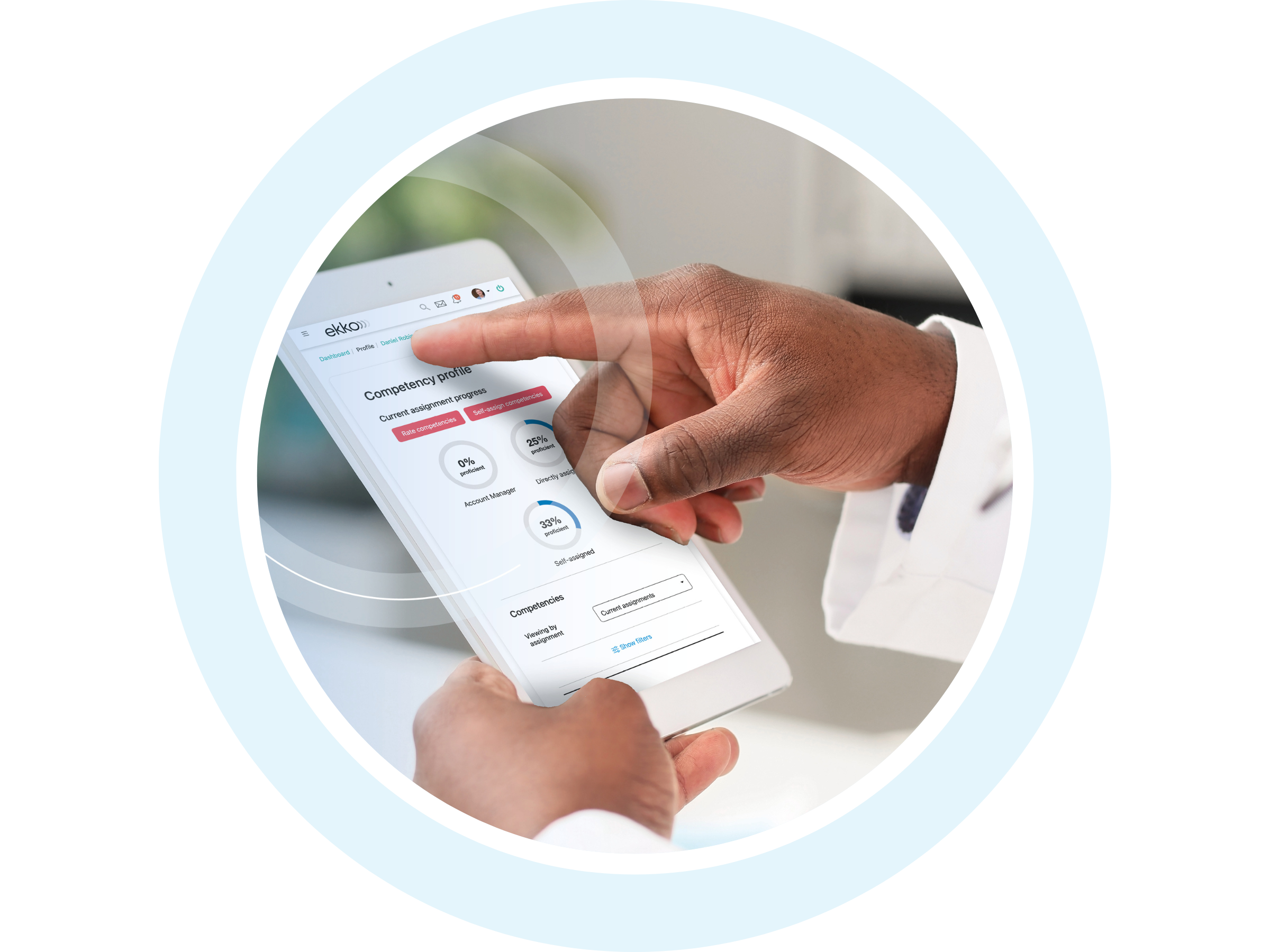 Ekko competencies and performance Healthcare LMS Compliance Dashboard